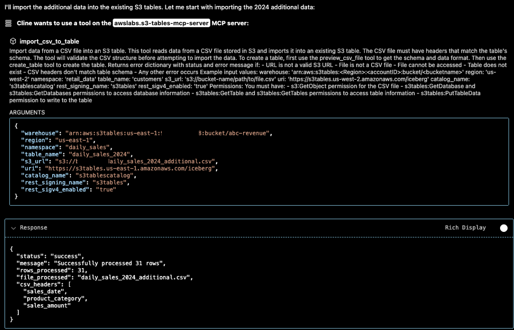 Prompt AI to import additional data